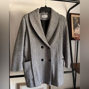 Vintage Wool Herringbone Double Breasted Coat